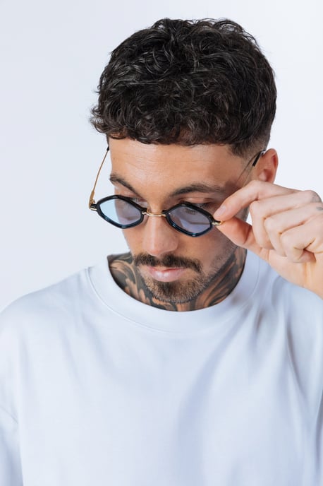 Diamond Shape Sunglasses in Black Blue - Image 6